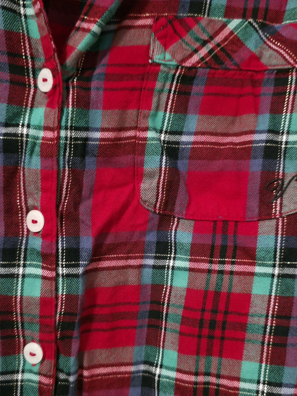 Victoria's Secret Red Plaid Button-Up Pajama Top